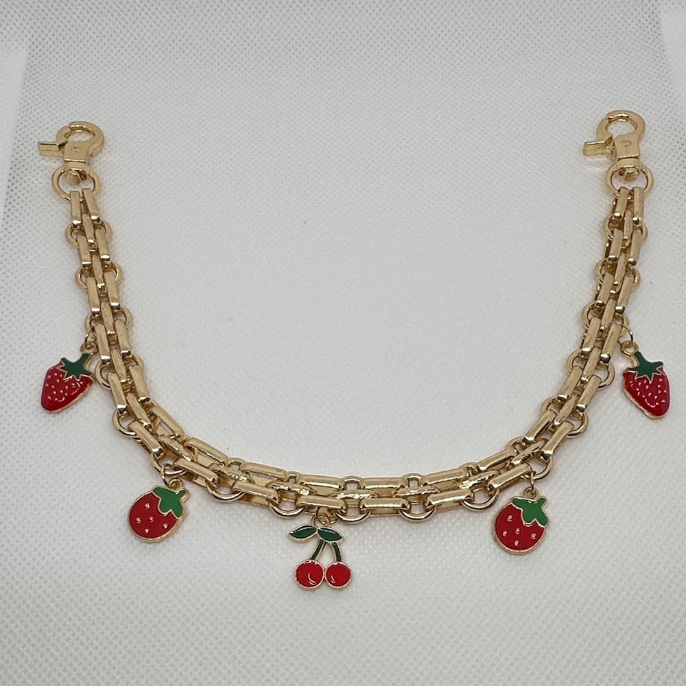 Gold Tone Strawberry Bag Charm